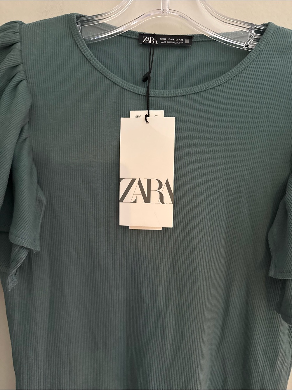 ZARA NWT Green Ruffle Top GREEN SIZE M - Picture 5 of 6